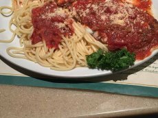 Veal parmesan with spaghetti